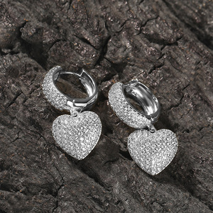 Orecchini pendenti con zirconi a forma di cuore per donna, gioielli per le orecchie dolci ed eleganti alla moda - Product Image 4