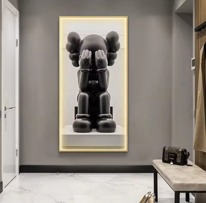 Decoración Moderna para Sala de Estar, Arte de Pared con Luz LED, Impresión UV, Póster de Oso, Obra de Arte, <span class=keywords><strong>Pintura</strong></span> Decorativa de Animales en Porcelana de Cristal - Product Image 1