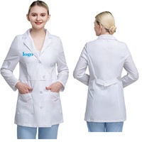Coton populaire 35% Polyester 65% tissu hôpital conception blanc infirmière laboratoire médical manteaux femmes infirmière uniforme