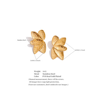 JINYOU 4767 <strong>Fashionable</strong> Exaggerated Stainless Steel 18K Gold Plated Earrings Leaf-shaped <strong>Wholesale</strong> Earrings <strong>Jewelry</strong> - Product Image 6