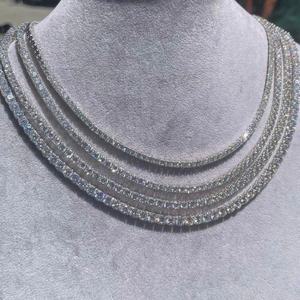 Cadena de Tenis de Moissanita VVS de Alta Calidad y Entrega Rápida, Brillante, Unisex, 3mm 4mm, Chapada en Oro, Estilo Hip Hop, Certificada IGI - Product Image 1