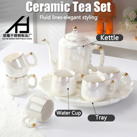 Ensemble de tasses en céramique de luxe pour hôtel, ensemble de thé et d'eau en céramique européenne, ensemble de tasses à thé et à café pour le thé de l'après-midi, ensemble de théière pour buffet de restaurant