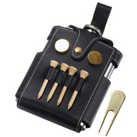 Sac de rangement pour accessoires de golf en cuir PU avec pochette pour tees, ceinture et porte-bouteille – Fournitures de golf pour activités de plein air