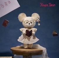 Peluche personnalisée en forme de souris pour le thé de l'après-midi, avec lunettes et col en dentelle, poupée en peluche douce