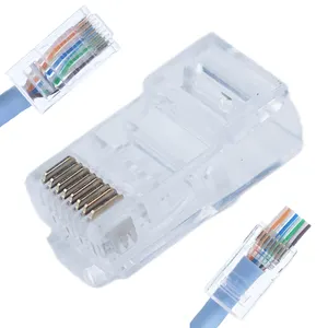 CHINA HOT SELLING 8PIN 8CORE 23AWG CAT6 CATEGORY 6 TRANSPARENT UTP RJ45 CRYSTAL HEAD