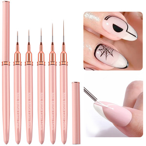 Pinceau à ongles en nylon extra long 7mm 9mm 11mm 15mm 20mm pour nail art, gel, French manucure, détails, liner, rayures et lignes fines - Product Image 1