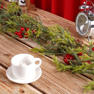 Guirlande de pin artificielle rouge pour jardin, 180 cm, décoration de Noël verte, accessoire photo extérieur - Product Image 4
