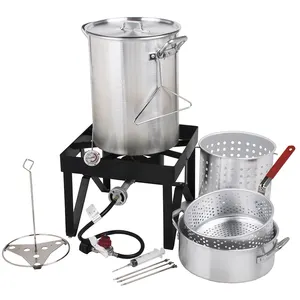 Portable Gas 30Qt Turkey Fryer Kit Deep Pot Multifunctional Fryer Stainless Steel Fish Fryer For Outdoor Cooker