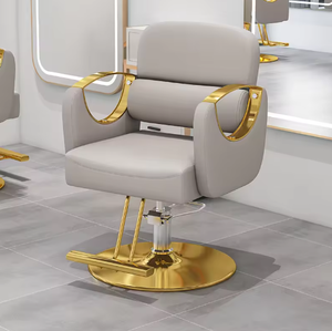 Nouveau fauteuil de barbier noir et or, pivotant, usage commercial, siège en cuir synthétique, pour salon de beauté. - Product Image 2