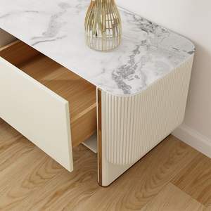 AJUNION Meuble <span class=keywords><strong>TV</strong></span> moderne Meuble <span class=keywords><strong>TV</strong></span> en bois Table console Meuble de salon Meuble <span class=keywords><strong>TV</strong></span> de table en pierre frittée beige - Product Image 3