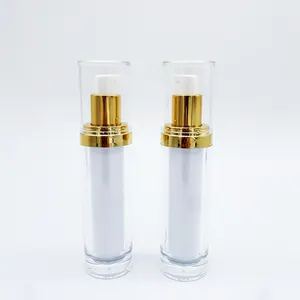 New Design Transparent Lotion Bottle with Tube 50ml Double Wall Clear Plastic Cylinder Container with Lid