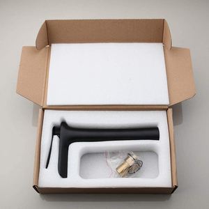 Grifos <span class=keywords><strong>de</strong></span> caño <span class=keywords><strong>de</strong></span> cascada para lavabo <span class=keywords><strong>de</strong></span> baño, grifería <span class=keywords><strong>de</strong></span> agua montada en cubierta, color negro - Product Image 6