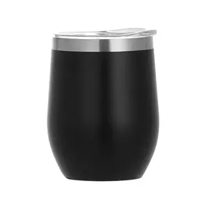 12oz Egg Shape Stainless Steel Wine Tumbler Beer With Lid Coffee Mug custom logo Double Wall Vacuum Insulated Travel cup Mugs