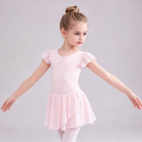 Vestido de Ballet para Niñas Pequeñas B8179, Manga con Volantes, Corpiño Plisado, Falda de Malla con Lentejuelas, Leotardo de Danza para Niñas, Ropa de Danza para Entrenamiento