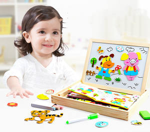 Juguete educativo de tablero de dibujo para niños, rompecabezas magnético de madera, caballete de arte, animales, juegos de rompecabezas de madera - Product Image 2