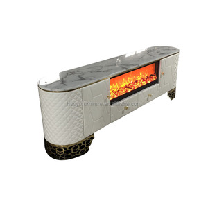 Meuble TV moderne avec foyer électrique, pieds en acier inoxydable, foyer LED intégré - Product Image 3