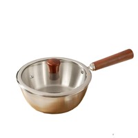 Casserole à nouilles instantanées en acier inoxydable 316, qualité alimentaire, multi-usage, mini casserole avec couvercle en verre et poignée en bois, compatible gaz et induction