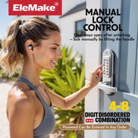 Serrure de porte mécanique sans clé, sans batterie, sans alimentation, sans câblage, en acier inoxydable, entrée par code sécurisée, location d'appartement, maison d'hôtes