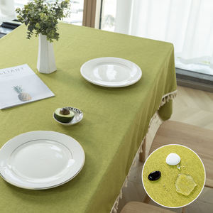 High Quality Tassel <b>Tablecloth</b> Nonwoven Reusable Waterproof Floral Printed Square Faux <b>Linen</b> Texture Wrinkle-Free Home Party - Product Image 4