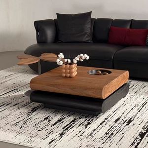 Juego de <span class=keywords><strong>Mesa</strong></span> de Centro de Madera Moderna y Duradera Estilo Wabi Simple con Incrustaciones de Acero Inoxidable, Diseño Giratorio, Decorativo y Ecológico - Product Image 1