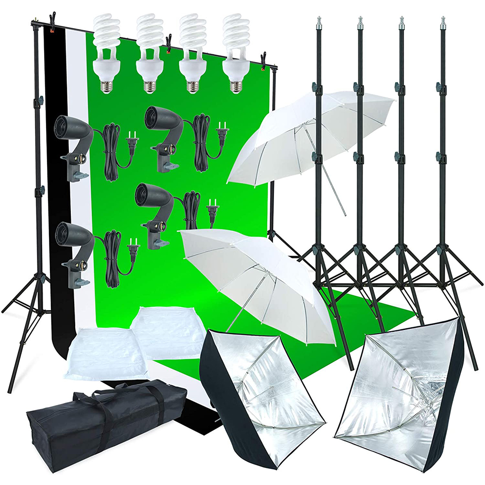 Junnx софтбокс 3 фона освещение для фото-и видеосъемки набор для студийной вспышки с зонтиком Комплект ламп для помещений