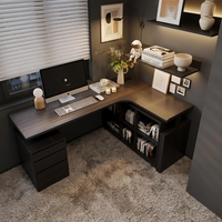 Bureau d'angle en forme de L de style moderne, bureau intelligent à hauteur réglable, bureau d'ordinateur en bois massif sur mesure