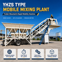 Station de malaxage de béton mobile YHZS sur remorque, 75m³/h, avec conception de chargement par conteneur pour projets de construction routière