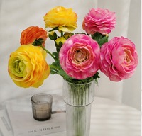 2 Tangkai Bunga Ranunculus Artificial Real Touch untuk Dekorasi Rumah, Pernikahan, dan Liburan