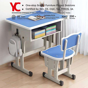 Conjunto de Mesa y Silla de Estudio para Niños, Ajustable en Altura, de Metal Moderno, para Aula de Primaria y Uso Doméstico - Product Image 1