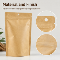 Sachet Doypack en papier kraft refermable avec fermeture éclair et trou de suspension pour l'emballage de bonbons, snacks et aliments