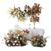 Décoration de mariage d'automne bienvenue Kt conseil mise en page étage fleur Table fleur artificielle tenture murale fond