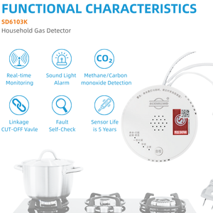 Segurança familiar Hotel Alarme Gás <span class=keywords><strong>Detector</strong></span> De Gás Alta Sensibilidade Alarme Luz Sonora Montagem no teto Tipo Dual Gás Leak <span class=keywords><strong>Detector</strong></span>