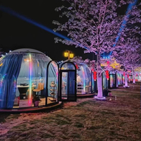 Dôme géodésique de luxe pour l'hiver, type igloo, pour l'extérieur, en polycarbonate, pour hôtel ou villa, avec structure en aluminium et bandes lumineuses colorées