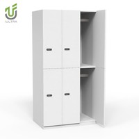 IULTRA Casier de bureau mobile et verrouillable moderne avec étagères, armoire de rangement haute aspect bois pour objets personnels scolaires, blanc