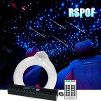 Kit d'éclairage à fibres optiques à effet étoiles filantes 8W, moteur de lumière LED météore à 12 trous avec application et télécommande RF pour utilisation en voiture