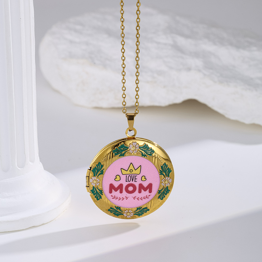 Collier boîte à poudre ronde GOLD Lovemom