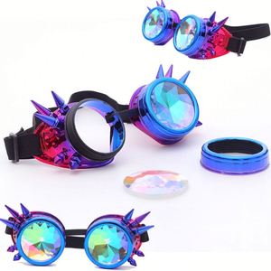 Wholesale Men Women Rivet Steampunk Goggles Cosplay Crystal Lenses Kaleidoscope <b>Rainbow</b> Glasses - Product Image 2