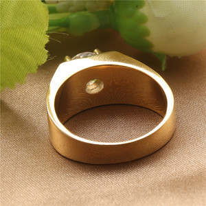 Fashionable Titanium Steel Diamond <b>Ring</b> Round Brilliant Cut Women's Wedding Jewelry Gold Color Retro Style 211002 - Product Image 2