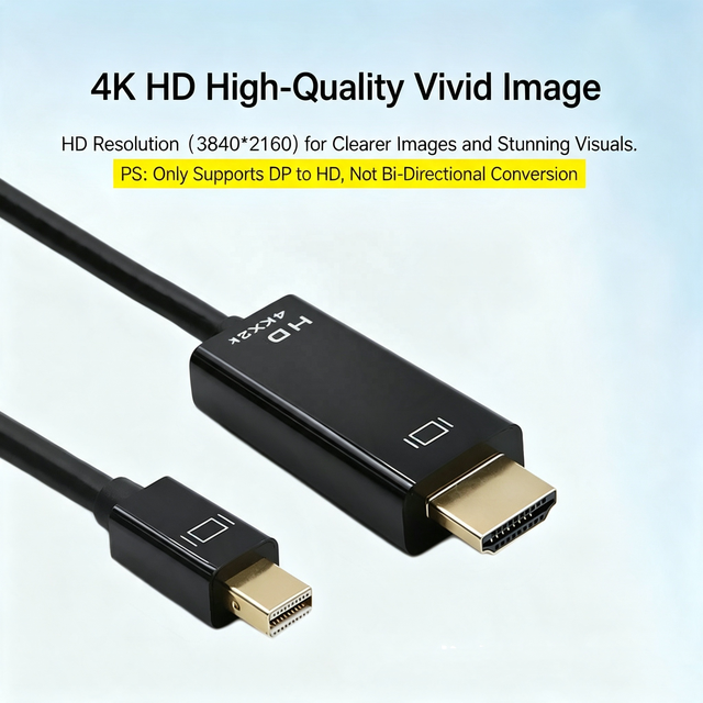 High Quality 4K*2K 30Hz Mini DP Male to HDTV Male Cable 6ft 1.8m Adapter for Connecting Computer to Projector