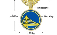 Pendentif emblème d'équipe bleue en alliage serti de diamants, style hip-hop, très vendu, avec chaîne longue de type cubain - Accessoire de haute qualité