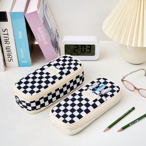 Nouvelle Arrivée Transfrontalière : Trousse à Crayons à Motif Écossais Grande Capacité, Organisateur de Bureau pour Étudiants, Double Fermeture Éclair, École et Bureau - Product Image 4