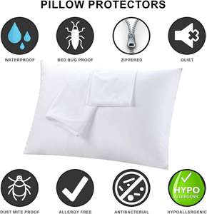 หมอนกันน้ำ20x26นิ้วมีซิป2แพ็คมาตรฐานกันแมลงหมอนห่อหุ้ม - Product Image 5