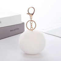 Porte-clés pompon en fausse fourrure moelleuse, boule colorée douce, breloque de sac, fermoir mousqueton, logo personnalisé, vente en gros, accessoire clé en peluche