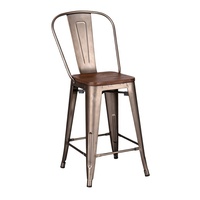 Chaise de bar Tolixs en métal coloré avec dossier, pour restaurant, café, bistrot, mobilier commercial et industriel