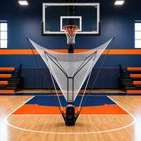 Machine de Retour de Ballon de Basketball Portable, Système de Filet de Rebond Automatique pour Entraînement au Tir, Aide à la Pratique du Jet en Acier Carbone Étanche pour la Maison