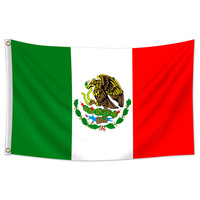 Drapeau Mexique 3x5 pieds 100% polyester imprimé en sérigraphie pour mât de drapeau en bambou, bannière nationale imprimée