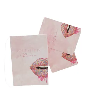 Tarjetas de afirmación rosa de lujo hechas a medida, juego de cartas con logotipo personalizado con caja para adultos y niñas
