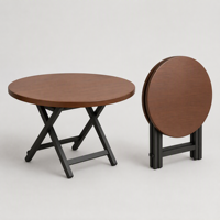 Table de salle à manger pliante ronde en bois avec pieds en métal, gain de place, pour la maison, les restaurants et l'ameublement commercial