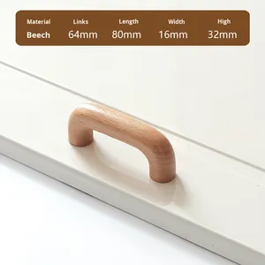 Simple Natural Wood Color Cabinet Door with Solid Beech Black Walnut Modern Design Wooden Drawer Handle - Product Image 6