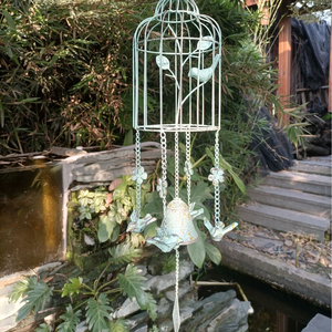 Toptan ve perakende dökme demir kafes rüzgar çan Retro bahçe dekorasyon rüzgar çanları için Minimalist bronz asılı Yard - Product Image 4